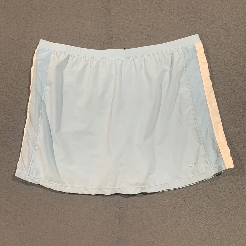 Nike Womens XL Dri-FIT Tennis Skort Light Blue Mesh Side Stripe Athletic Skirt‎